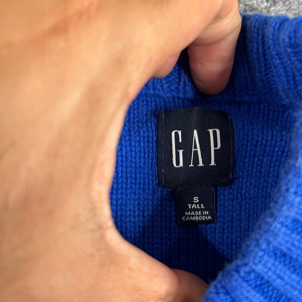 Gap Sweater Kids Size S Tall Blue Cable Knit Cotton Crew Neck Raglan Long Sleeve - Picture 3 of 8